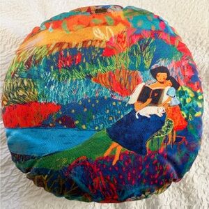 Bibsisita “Our Favorite Story” Colorful Artwork Round Cushion, NWT
